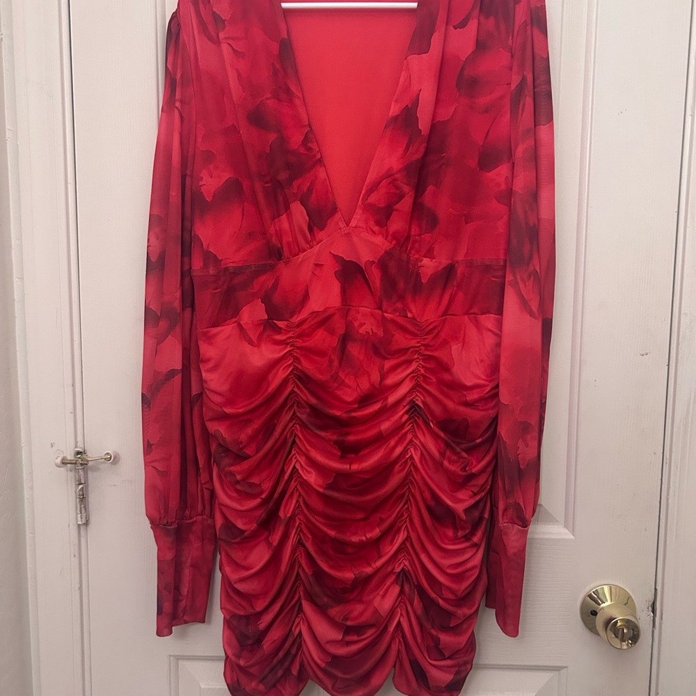 SHEIN Red Long Sleeve Dress